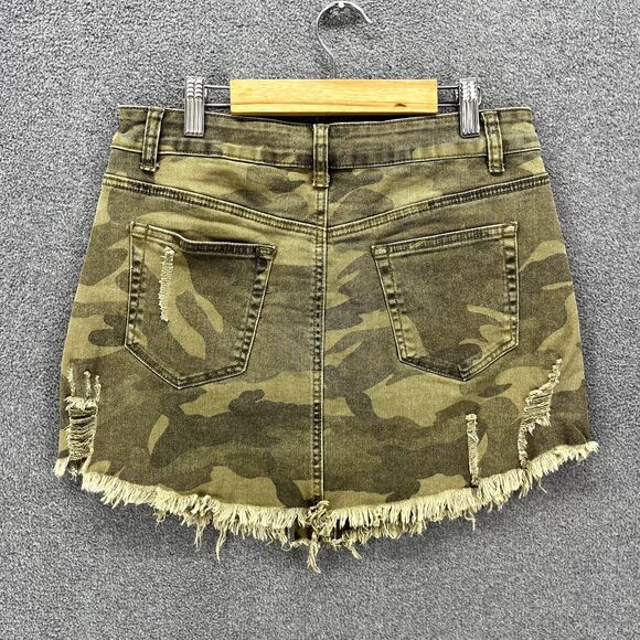 DANCE & MARVEL Skirt Womens Medium Army Green Camouflage Mini Distressed Y2K - Picture 2 of 14